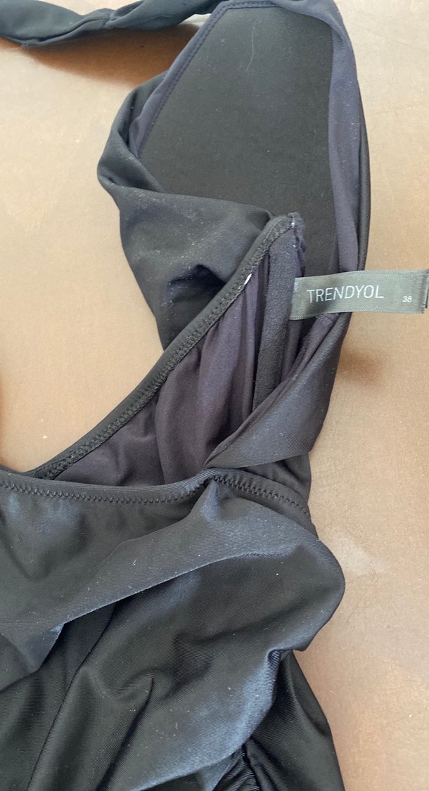 Siyah Drapeli Strappy Kadın Mayo - Görsel 3