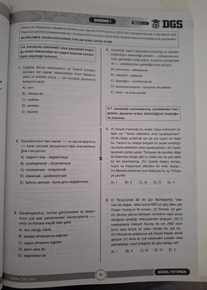 DGS 2024 3 deneme yediiklim  - Görsel 5