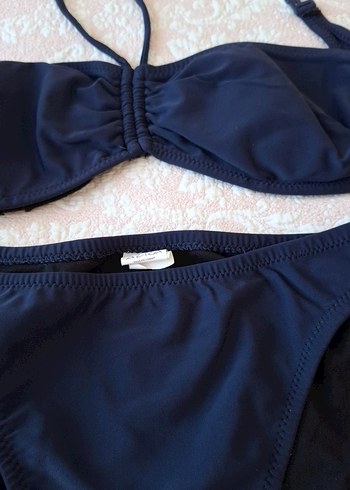 Lacivert Bohem Tarzı İp Askılı Bikini - Görsel 2