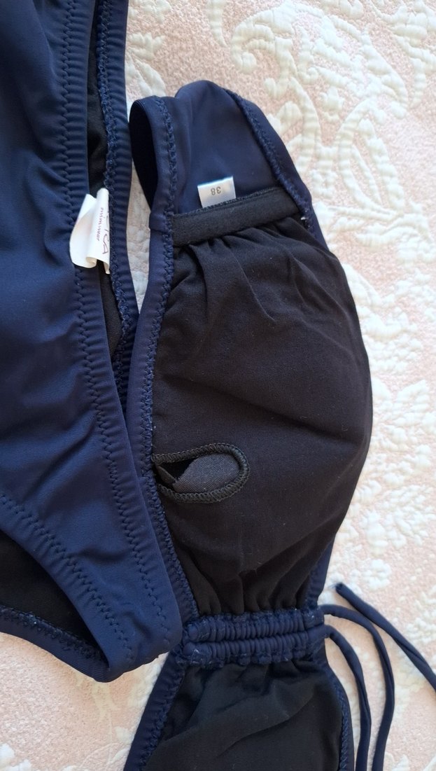 Lacivert Bohem Tarzı İp Askılı Bikini - Görsel 5