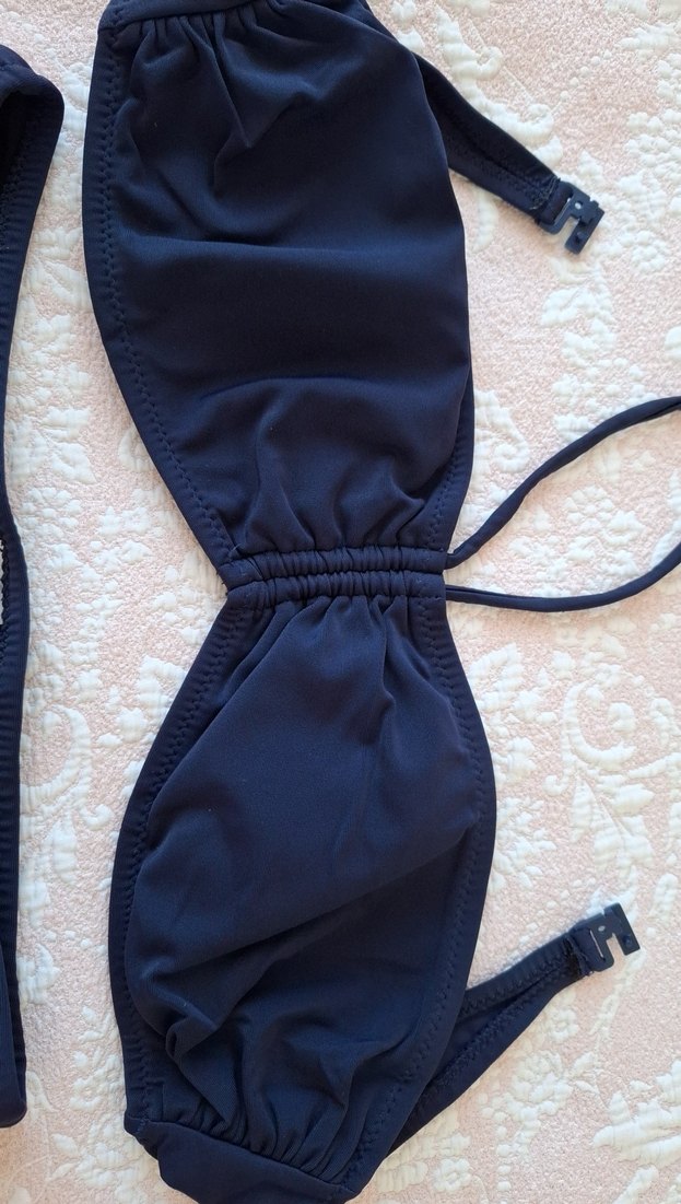 Lacivert Bohem Tarzı İp Askılı Bikini - Görsel 3