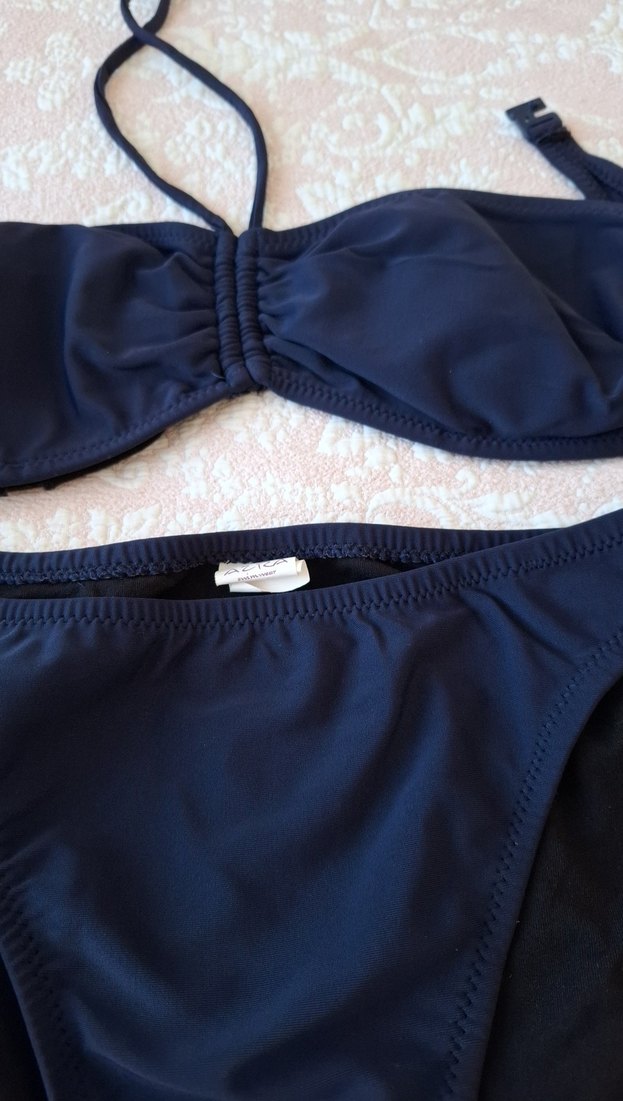 Lacivert Bohem Tarzı İp Askılı Bikini - Görsel 2