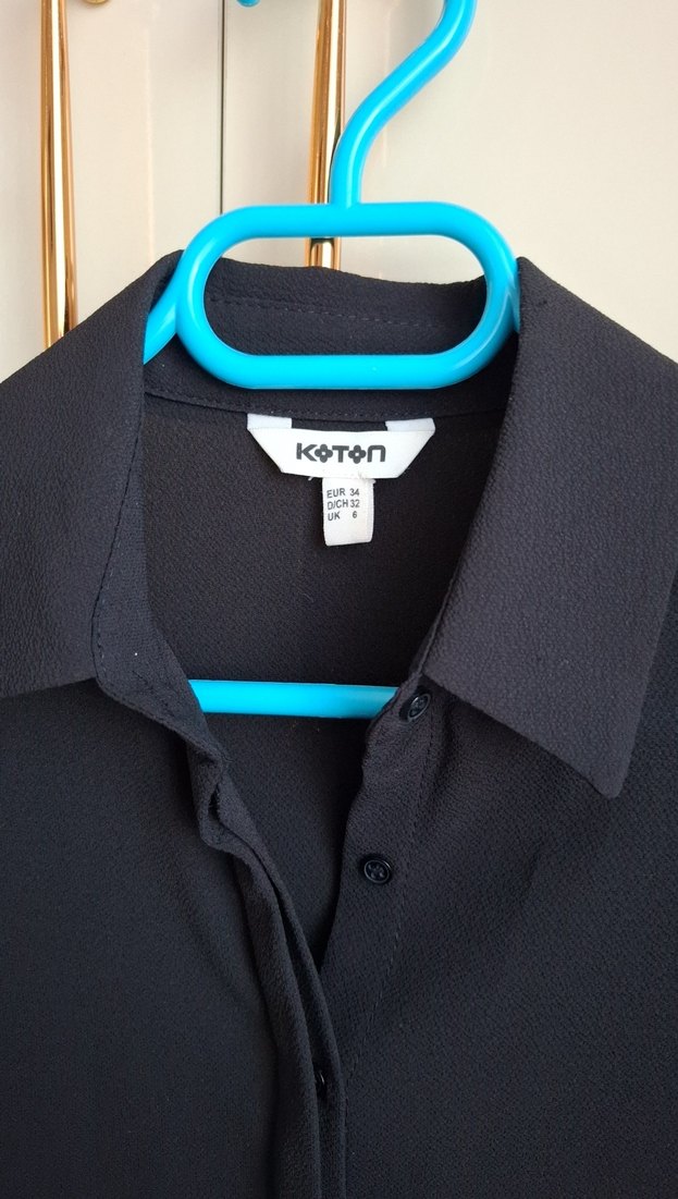 İnci Detaylı Siyah Kısa Kollu Gömlek - Görsel 4