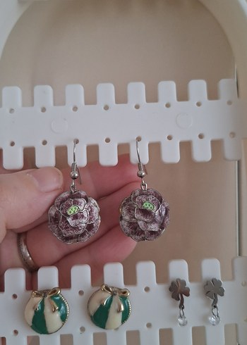 Çiçek Desenli Küpe - Görsel 2