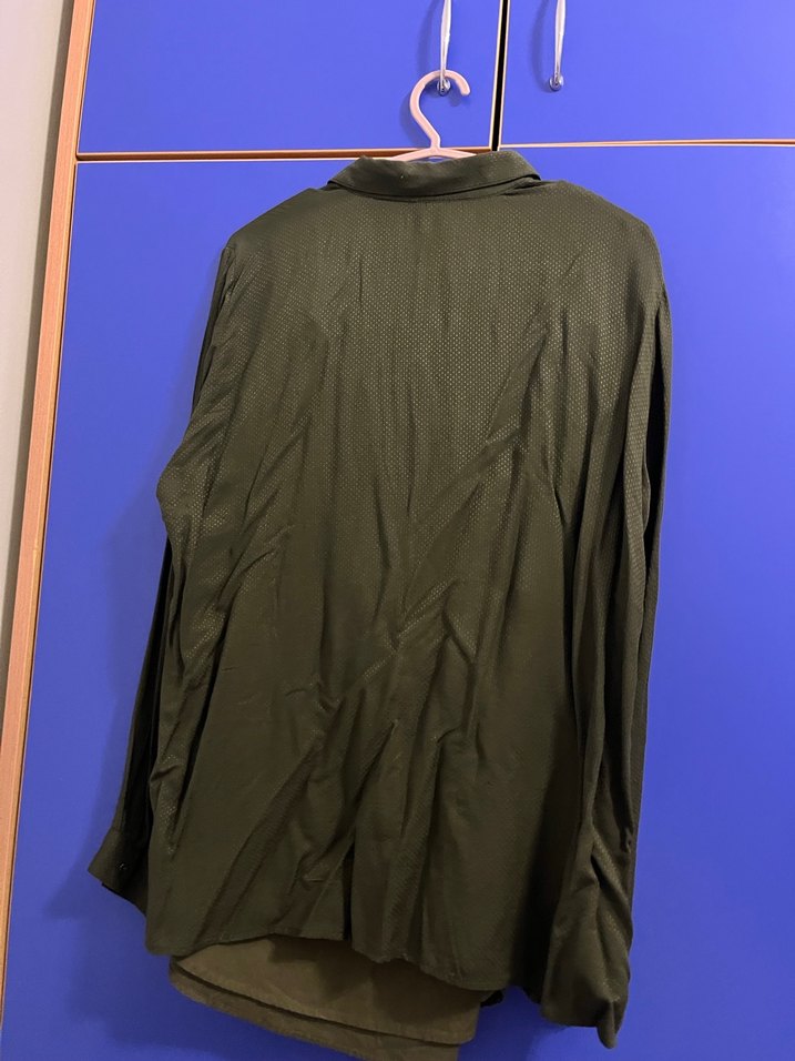 Kadın Haki Düğmeli Uzun Kollu Gömlek - Görsel 3