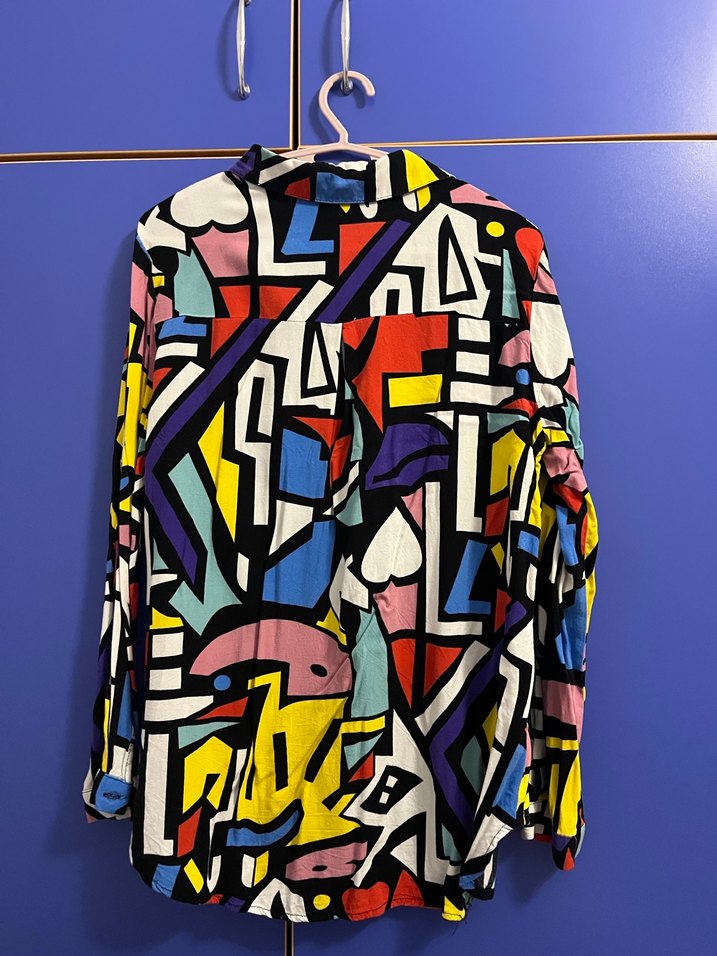 Renkli Desenli Uzun Kollu Kadın Gömlek - Görsel 3