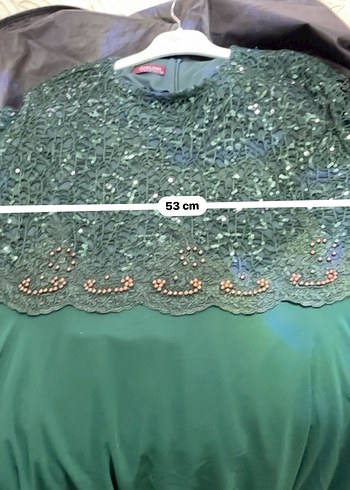 Uzun Kollu Yeşil Abiye Elbise - Görsel 6