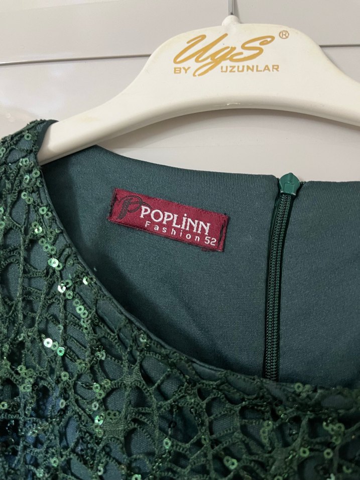 Uzun Kollu Yeşil Abiye Elbise - Görsel 2