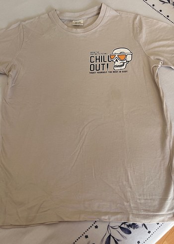 Erkek çocuk Bej Pamuklu Baskılı Tişört - Görsel 4