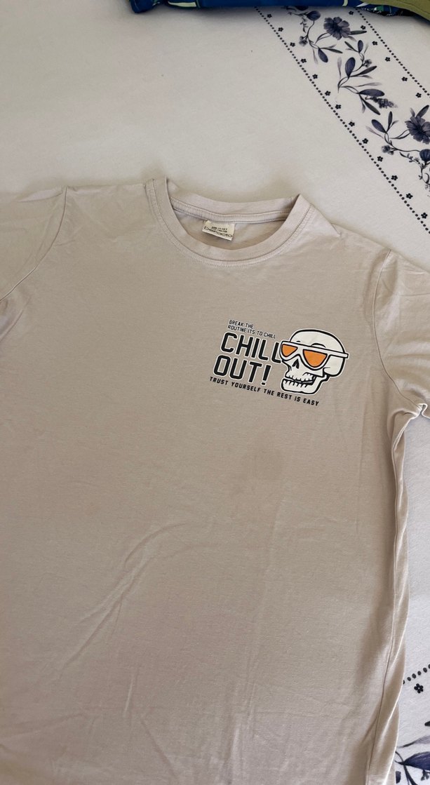 Erkek çocuk Bej Pamuklu Baskılı Tişört - Görsel 3