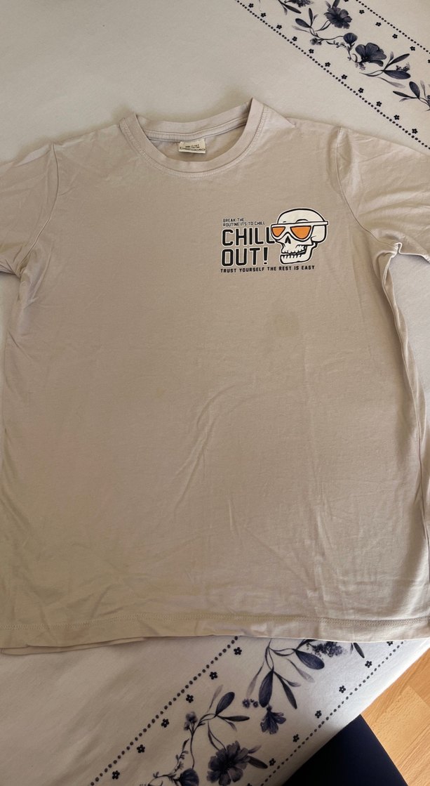 Erkek çocuk Bej Pamuklu Baskılı Tişört - Görsel 4