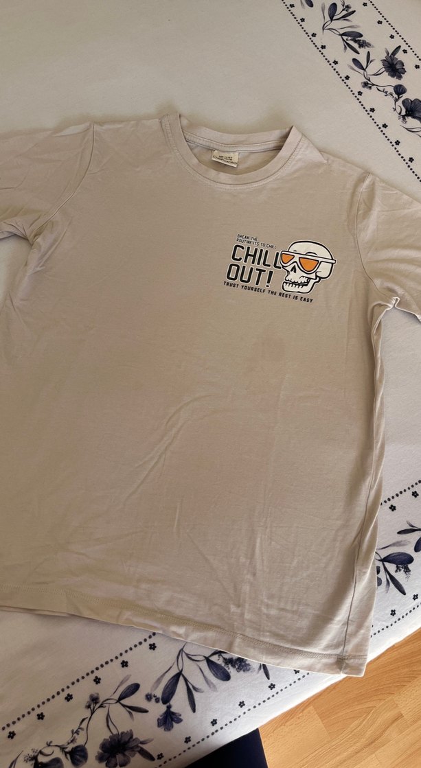 Erkek çocuk Bej Pamuklu Baskılı Tişört - Görsel 2