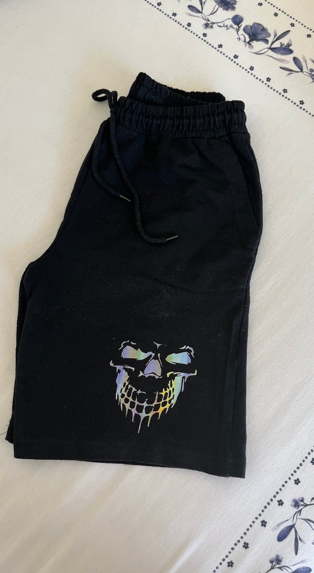 Siyah Bağcıklı Mini Rock Punk Şort - Görsel 4