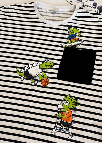 Çizgili Baskılı Erkek Tişörtü - Görsel 4