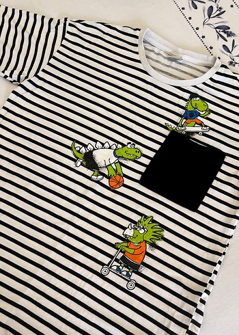 Çizgili Baskılı Erkek Tişörtü - Görsel 3