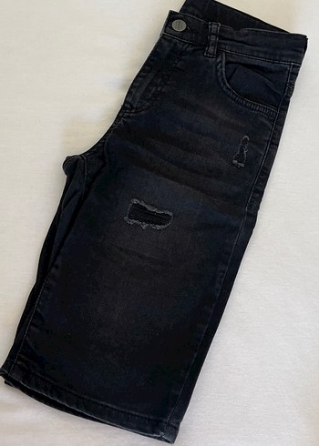 Siyah Erkek Kot Şort - Görsel 4