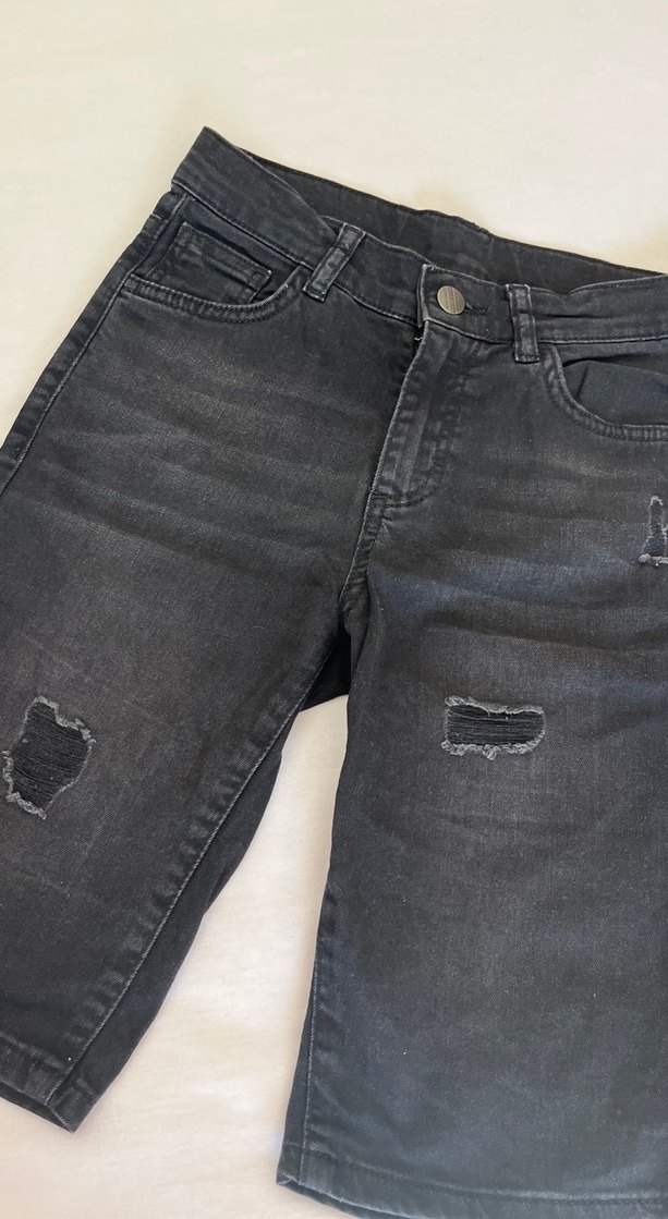 Siyah Erkek Kot Şort - Görsel 3