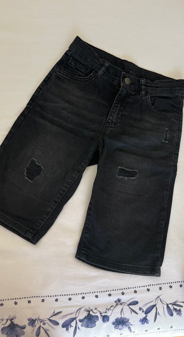 Siyah Erkek Kot Şort - Görsel 2