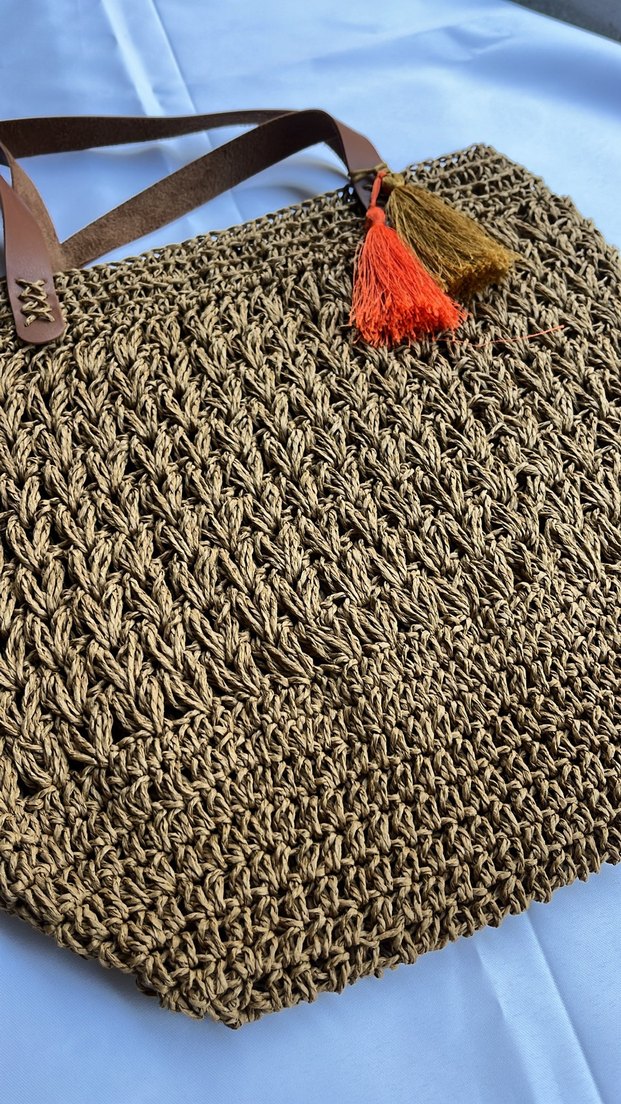 Bohem Renkli Nakışlı Örgü hasır Kadın Çanta - Görsel 2