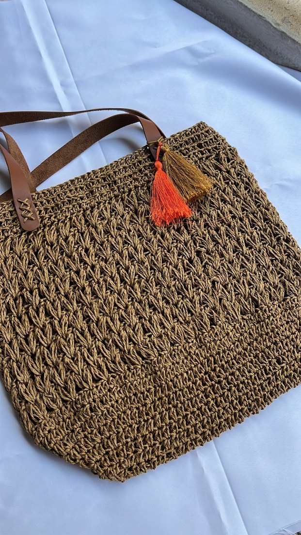 Bohem Renkli Nakışlı Örgü hasır Kadın Çanta - Görsel 4