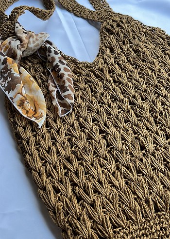 Kahverengi Bohem Kadın hasır çanta - Görsel 2