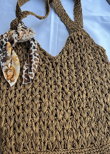 Kahverengi Bohem Kadın hasır çanta - Görsel 3