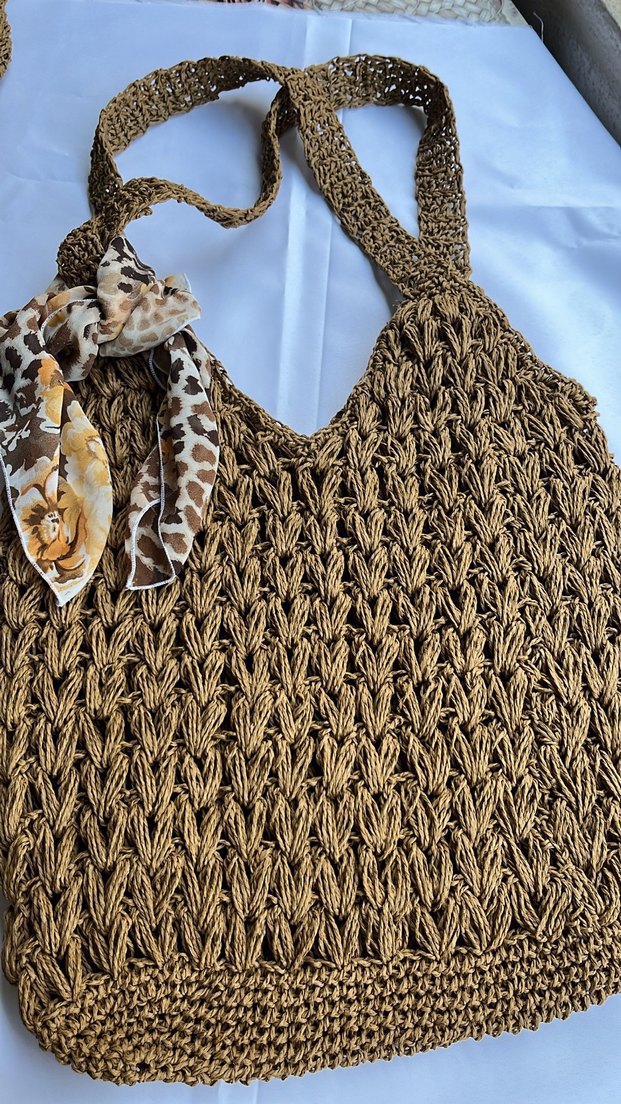 Kahverengi Bohem Kadın hasır çanta - Görsel 3