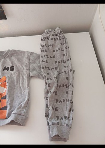 Gri Bebek Erkek Uzun Kollu Sweatshirt ve Pantolon Takımı - Görsel 3