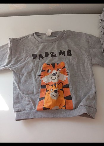 Gri Bebek Erkek Uzun Kollu Sweatshirt ve Pantolon Takımı - Görsel 2