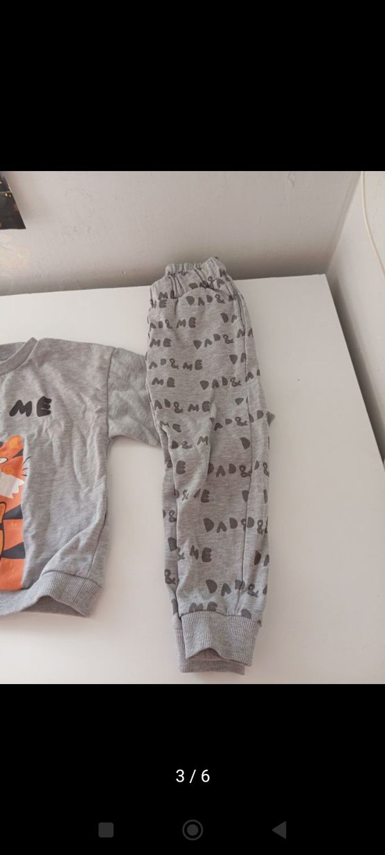 Gri Bebek Erkek Uzun Kollu Sweatshirt ve Pantolon Takımı - Görsel 3