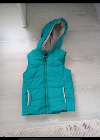 Kapüşonlu Erkek Çocuk Turkuaz Yelek - Görsel 2