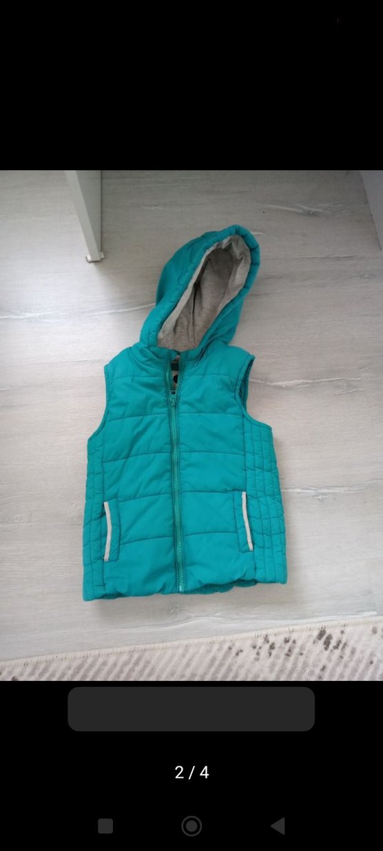 Kapüşonlu Erkek Çocuk Turkuaz Yelek - Görsel 2