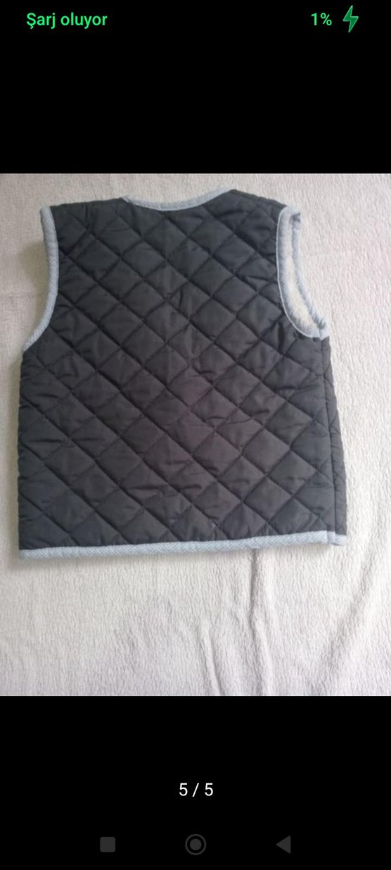 Düğmeli Gri Erkek Çocuk Yelek - Görsel 4