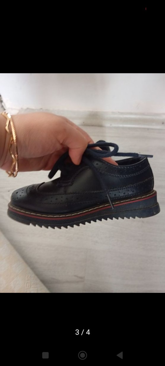 Koyu Mavi Erkek Çocuk Bağcıklı Ayakkabı - Görsel 3