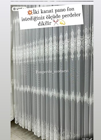 Ütü istemeyen salon tüllerimiz istediğiniz ölçüde dikilir 