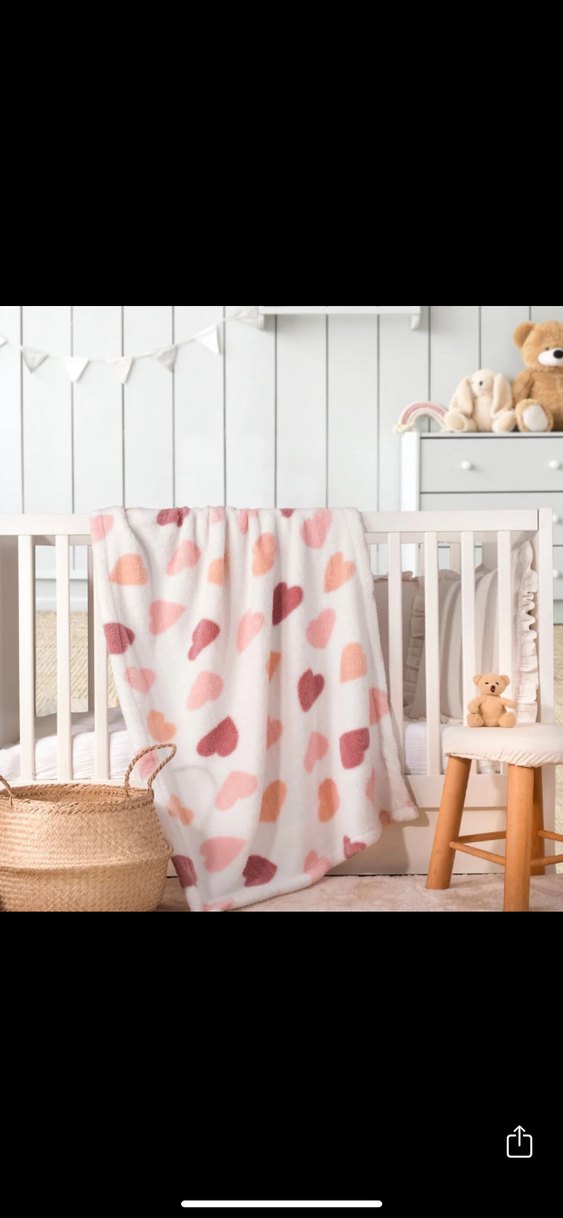 Pastel Pembe Kalp Desenli Çocuk Battaniyesi - Görsel 2