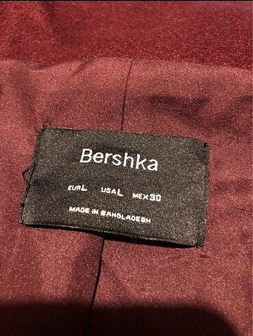 l Beden bordo Renk Bershka Kadın Kaban