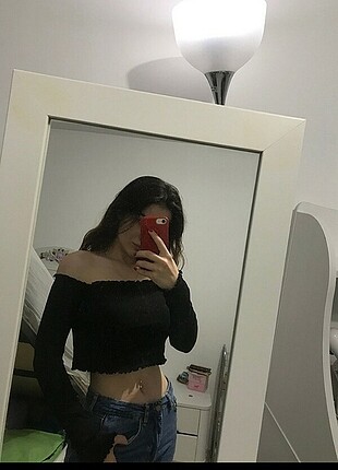 Siyah uzun kollu crop