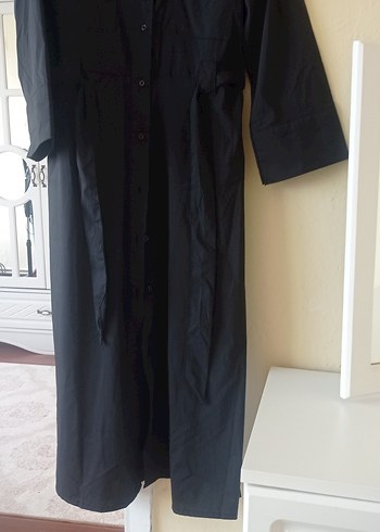 Siyah Kemerli Uzun Kadın Elbise - Görsel 7