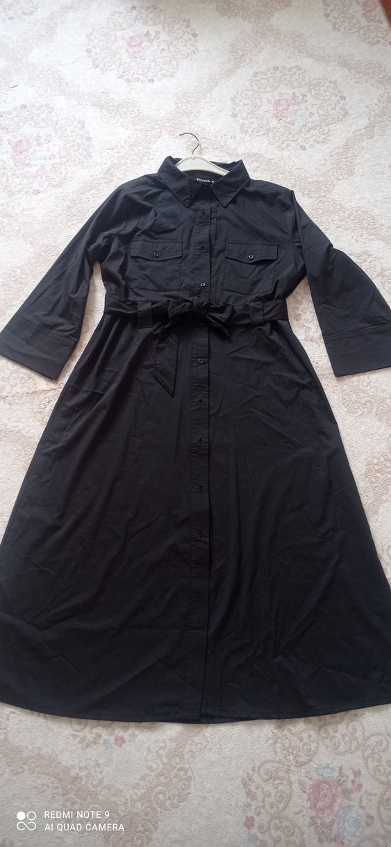 Siyah Kemerli Uzun Kadın Elbise - Görsel 2