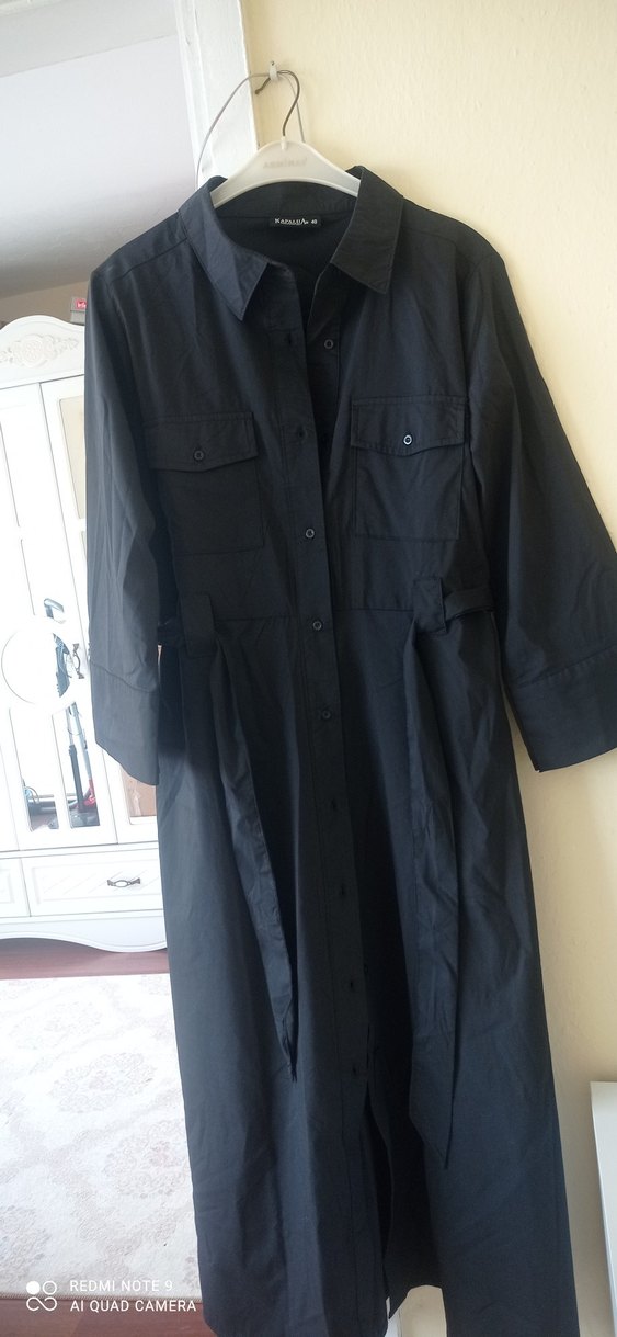 Siyah Kemerli Uzun Kadın Elbise - Görsel 4