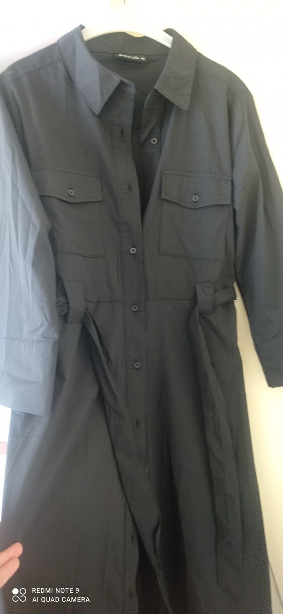 Siyah Kemerli Uzun Kadın Elbise - Görsel 5