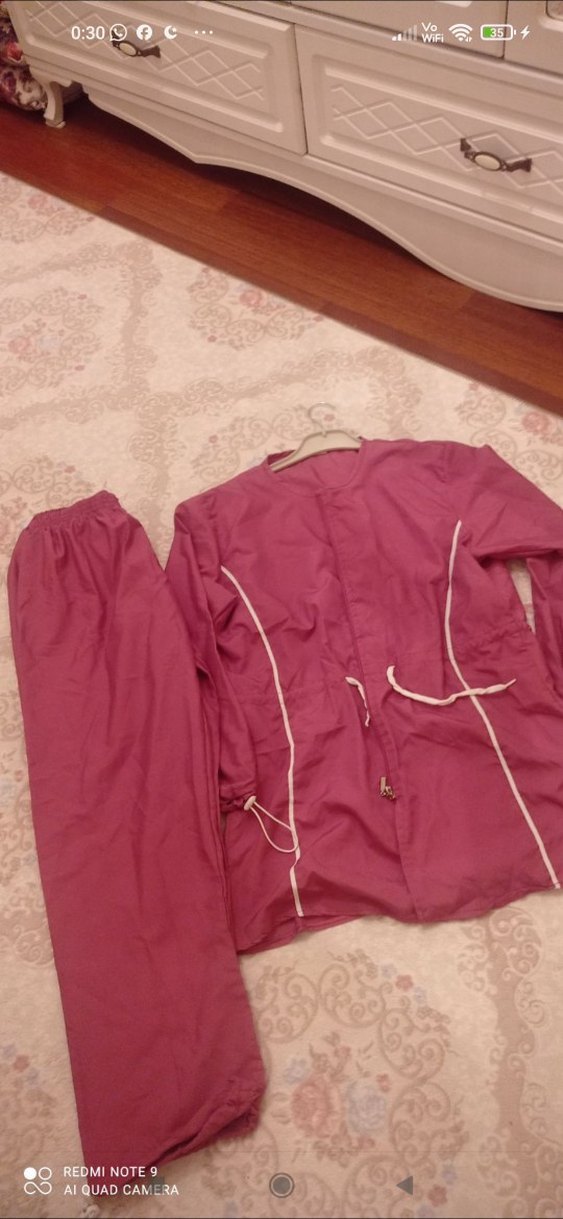 Bordo Kadın Eşofman Takımı, Fermuarlı, Midi Boy - Görsel 3