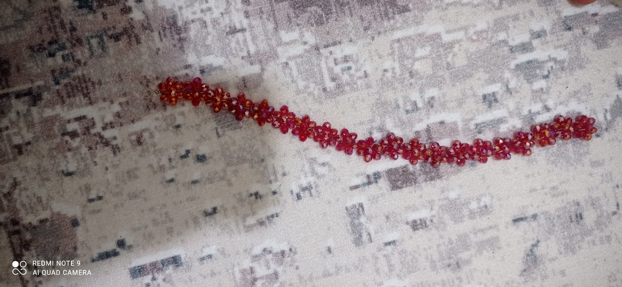 Kırmızı Boncuklu Örgü Saç Aksesuarı - Görsel 2