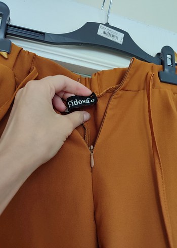 Diğer Kemer Detaylı koyu hardal Kadın midi Pantolon