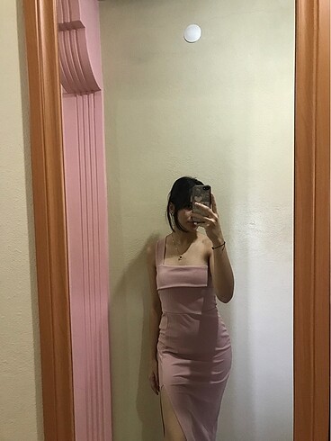 toz pembe elbise
