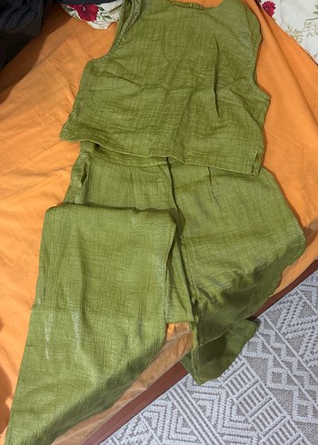 Zara Haki Yesil Keten Takim Rahat Ve Sik