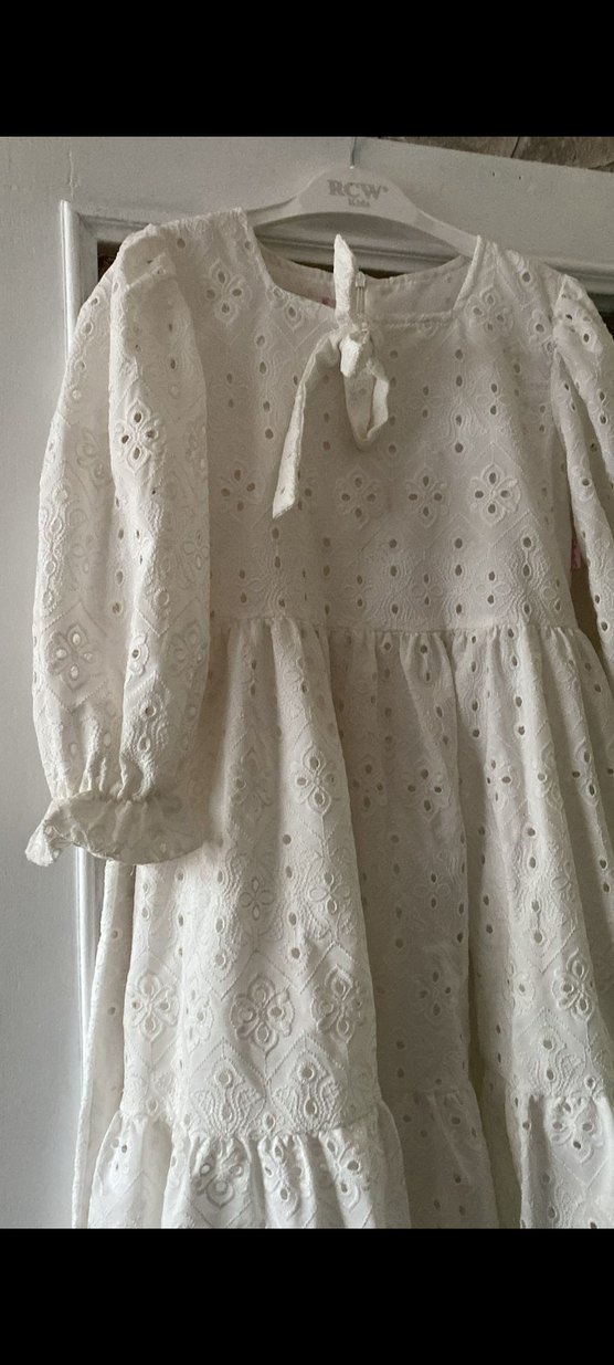 Beyaz Nakışlı Bohem 8yaş Elbise - Görsel 4