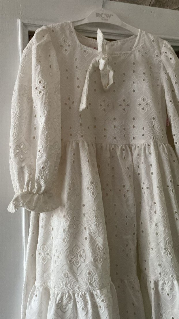 Beyaz Nakışlı Bohem 8yaş Elbise - Görsel 2