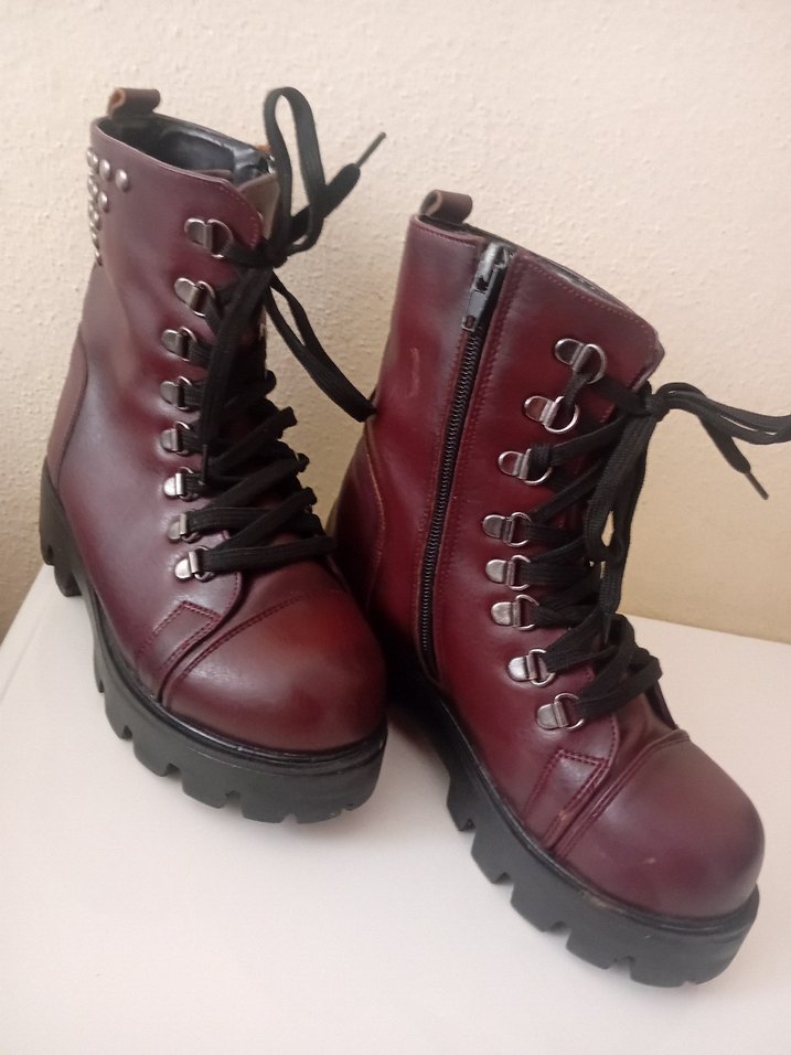 Bordo Deri bot 34 numara - Görsel 2